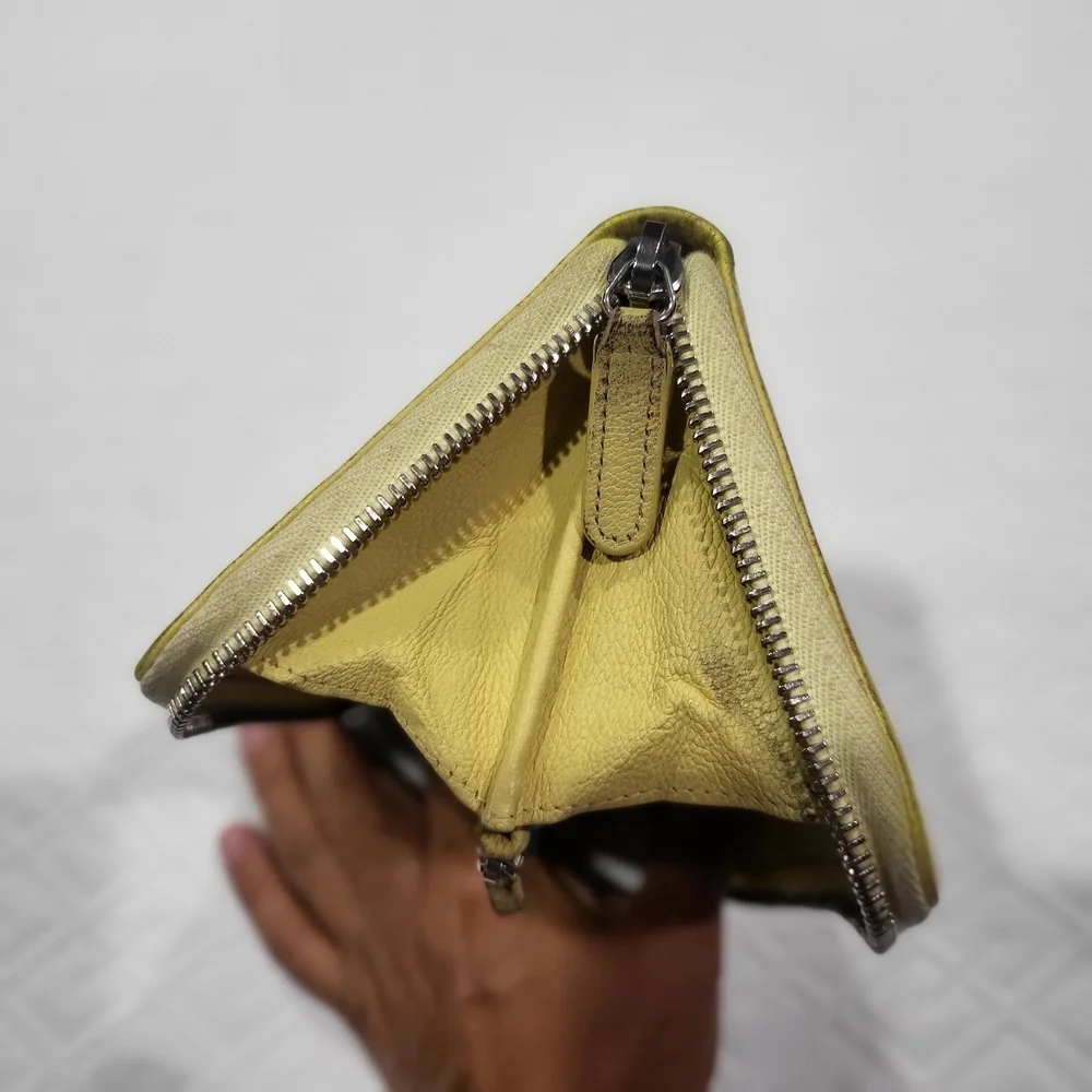 Chanel 25th Anniversary Yellow Goatskin Long Wallet Lucky Clover Logo